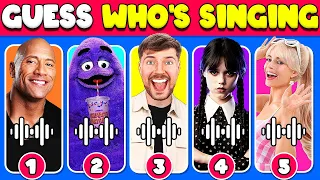 Guess Who's Singing 🎤🎙️🎶| The Rock, Grimace, Mr Beast, Wednesday Addams, Barbie