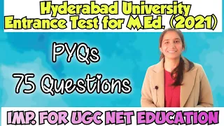 University of Hyderabad Entrance 2021 Paper for M.Ed.@InculcateLearning  #education Imp. for NET