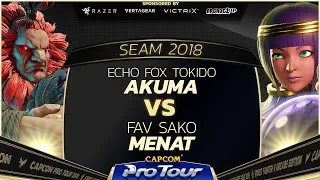 Echo Fox Tokido (Akuma) vs FAV Sako (Menat) -  SEA Major 2018 Day 1 Top 8 - CPT 2018