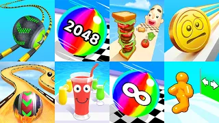 Going Balls Vs Ball Run 2048 Infinity, Sandwich Runner, Coin Rush, Sky Rolling Ball 3D, Juice Run