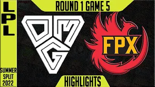 OMG vs FPX Highlights Game 5 | LPL Summer 2022 Playoffs Round 1 | Oh My God vs FunPlus Phoenix G5