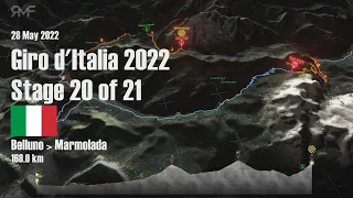 Giro d'Italia 2022 - Stage / Tappa 20 (Belluno - Marmolada) - Route / Parcours / Animation / Profile