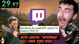 Reacting to DougDoug's chaotic speedrun where his Twitch chat spawns anything. (It's CHAOS!)