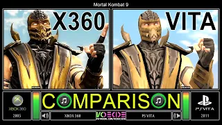 Mortal Kombat 9 (Xbox 360 vs PS Vita) Side by Side Comparison | VCDECIDE