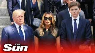 Ivana Trump funeral - Rarely seen Barron Trump towers over family