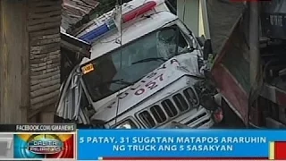 5 patay, 31 sugatan matapos araruhin ng truck ang 5 sasakyan sa Ragay, Camarines Sur