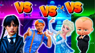 Jenna Ortega vs Wednesday vs Blippi vs Elsa Frozen vs Baby Boss - Tiles Hop EDM Rush #tileshop