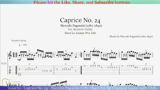 Caprice No. 24 - Niccolò Paganini (1782-1840) Arr for Classical Guitar with TABs