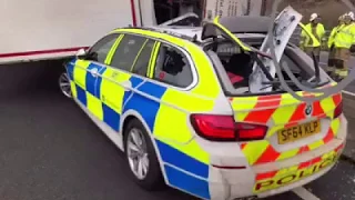Dashcam Footage Of Lorry Falling On Police Vehicle