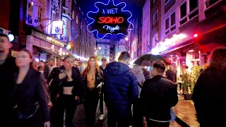 A Wet Night in London's Soho | Central London Night Walk [4K]