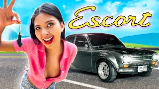 THAI GIRLFRIEND LEARNS TO DRIVE WITH MY MK1 ESCORT IN THAILAND!!