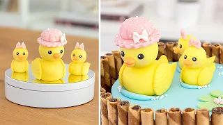 Rotating Baby Shower Cake + Ducks cake Topper - TAN DULCE