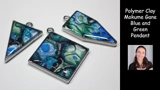 Polymer Clay Mokume Gane Blue and Green Pendant -  Free Jewelry Making Tutorial