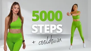 5000 Steps Walking Workout w/Cooldown | Indoor Cardio Exercises | Do It Twice & Get 10000 Steps