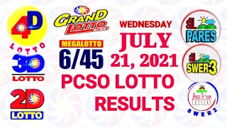 Lotto Result July 21 2021 (Wednesday), 6/55, 6/45, 3D, 2D | PCSO lotterry draw