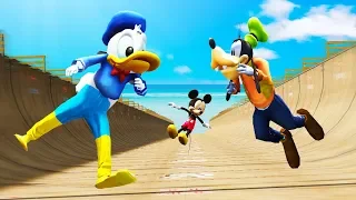 GTA 5 Mickey Mouse vs Donald Duck vs Goofy Funny Motorcycle Parkour Fails #25