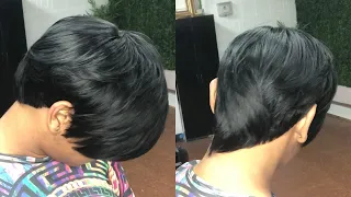 PIXIE CUT X KELLY CUT ( QUICK WEAVE LAYERED SHORT CUT NO LEAVE OUT)