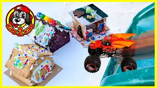 Monster Jam & Hot Wheels Monster Trucks SMASH Gingerbread House Village