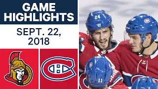 NHL Pre-season Highlights | Senators vs. Canadiens - Sept. 22, 2018