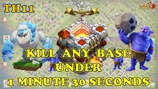 TH11 Bowler, Ice Golem ATTACK STRATEGY | 3 STAR any base UNDER 1MIN 30sec | Best Th11 STRATEGY | COC