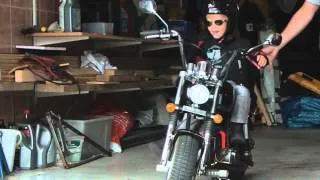 2 year old girl rides her own Harley to daycare