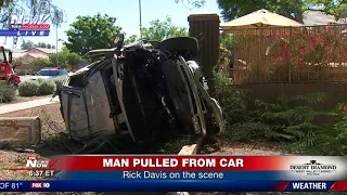 PHOENIX ROLLOVER WRECK: Man pulled from wreckage expected to be OK (FNN)