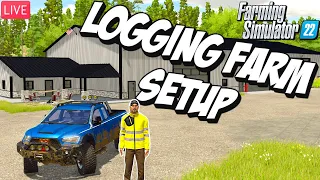 🔴LIVE | Logging Farm is Built, Let's Set it UP! | Farming Simulator 22