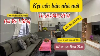 Kẹt vốn BÁN NHÀ TÂY NINH Mới Keng 10,67x34m 3PN tặng TV 3 máy lạnh máy giặt.. gần Xã An Bình 2km