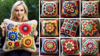 MOST BEAUTIFUL MULTICOLOR 🌈 CROCHET WOOLEN MADE CUSHION DESIGNS IDEAS - KLMNO ART