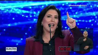 Simone Tebet responde sobre o slogan "Mulher vota em mulher"