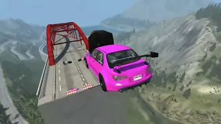 Beamng drive - Open Bridge Crashes over Giant Cereal bowl with Milk