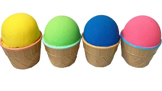 Satisfying Video l How to Make Rainbow Ice Cream Kinetic Sand with Stress Balls Cutting ASMR