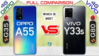 OPPO A55 vs VIVO Y33s Full Comparison (G85 vs G80) | Which is Best