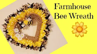 Farmhouse Bee Heart Wreath Tutorial Spring DIY Craft Dollar Tree Decor Crafting With Ollie