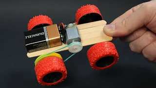 How To Make a Powered Car With Popsicle Sticks / Creative Ideas for DIY Popsicle Sticks
