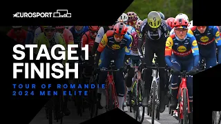 HECTIC SPRINT FINISH! 😮‍💨 | Tour of Romandie Stage 1 Race Finish | Eurosport Cycling