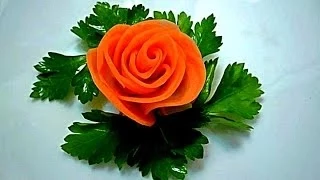 Роза из моркови. Flowers from carrots. Decoration of carrots.