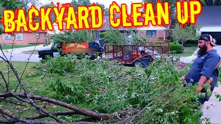 Large Clean up on a backyard that is overgrown with trees. - Property Clean up time-lapse