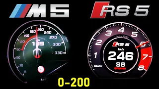 2017 BMW M5 vs 2018 Audi RS5 Acceleration Sound 0-100 & 0-200km/h