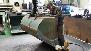 The process of making lightest excavator bucket. Metal processing factory in Korea