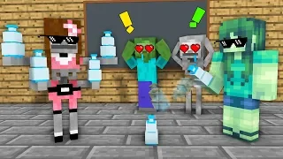 Monster School : Bottle Flip A GIRLS Challenge  - Minecraft Animation