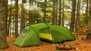 Hot Tent Camping In Rain And Strong Wind