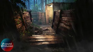 Your Sleeping In The Trenches During A Thunderstorm | WW2 Ambience | Rain