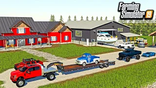 REDNECK MILLIONAIRE HOUSE BUILD! (YACHT, LIFTED TRUCKS & CUSTOM SHOP) | FARMING SIMULATOR 2019