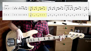 The Doors - Riders on the Storm (bass cover with tabs in video)