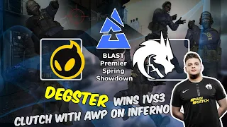 degster выигрывает 1vs3 клатч с AWP на Инферно, Dignitas vs Spirit, BLAST Premier Spring Showdown
