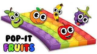 Learn Colors for Kids with Dancing Fruits | Pop It + Finger Family & Best Learning Videos for Kids