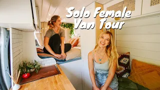 Solo Female Van Tour: Beautiful Ford Transit, Desert Chic 🌵 with FULL CLOSET & Garage 🚐 🌸