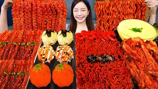 ENG SUB) Spicy Octopus Skewer 🐙 Korean Buldak Ramen 🔥 Rice ball Recipe Eating Mukbang ASMR Ssoyoung