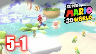 Super Mario 3D World - 5-1 Sunshine Seaside - All Stars & Stamp 100% Gameplay Walkthrough
